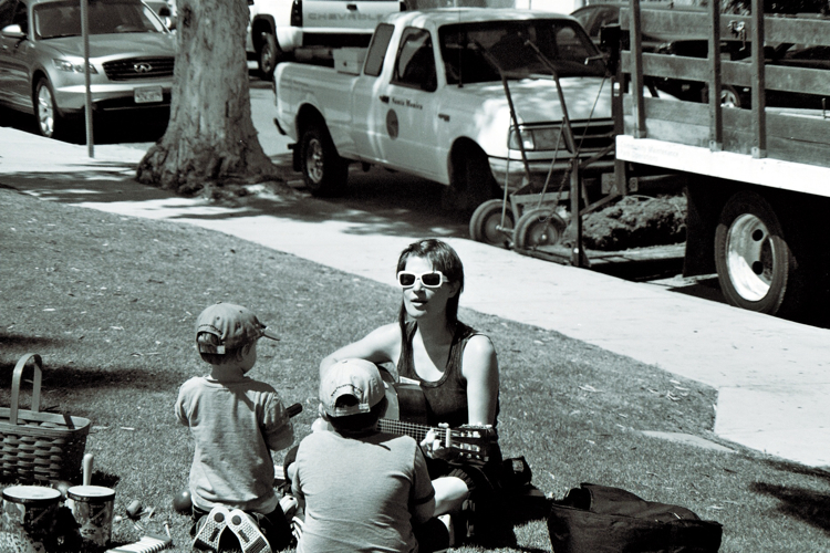 Singing in the park with some kids