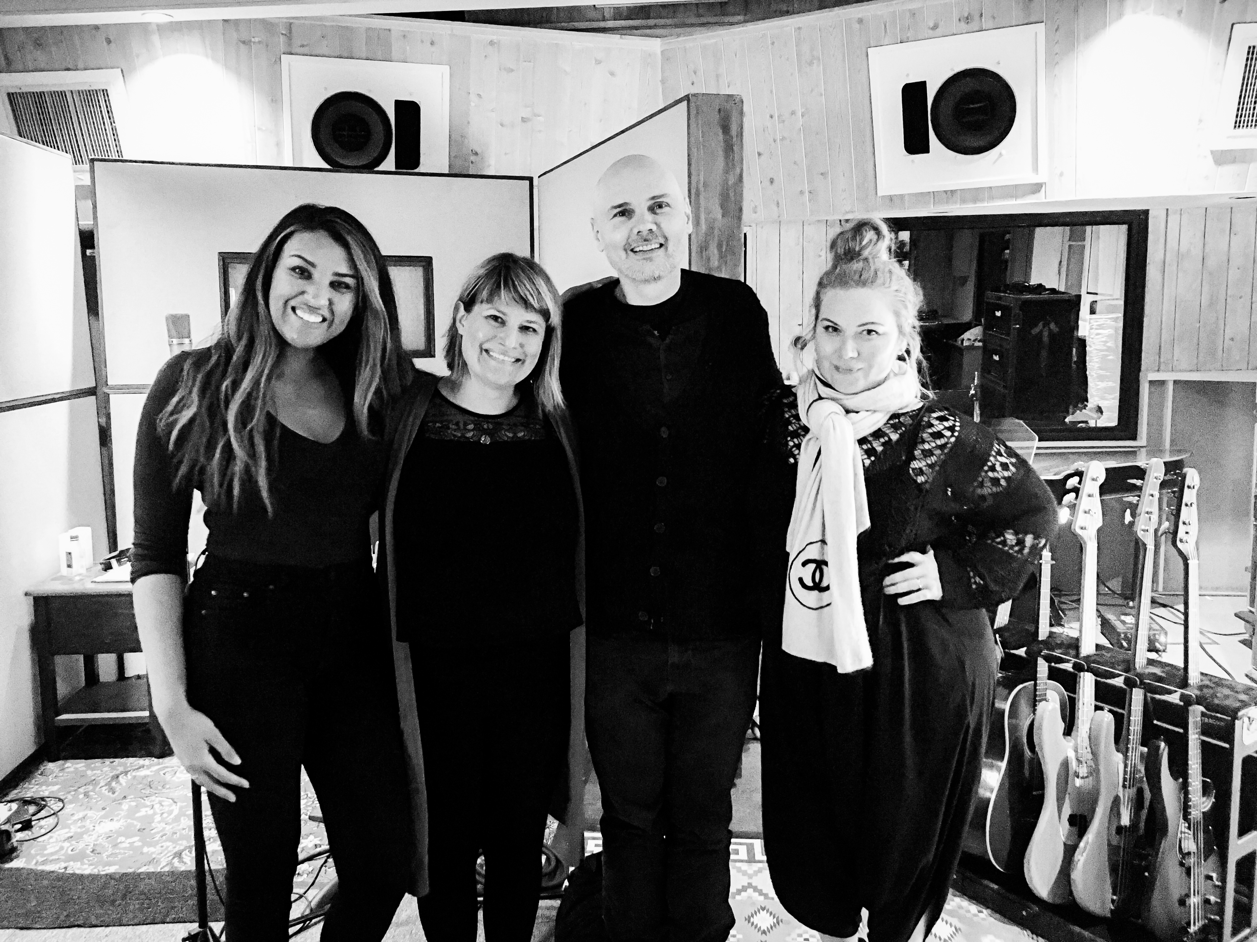 Briana Lee, Charissa Nielsen, Billy Corgan & Missi Hale.  Recording at Shangri La Studio, Malibu CA.  Shiny And Oh So Bright EP out Nov 2018